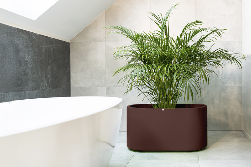 Donica duża ozdobna owalna Leto 42cm o pełnej pojemności 125l brązowa