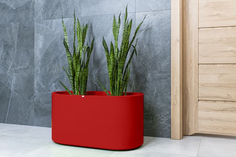 Donica duża ozdobna owalna Leto 42cm o pełnej pojemności 125l czerwona