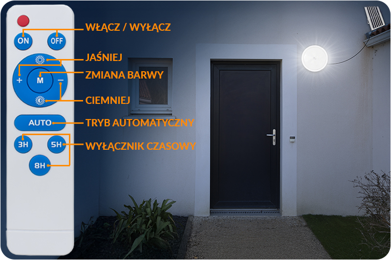 Lampa solarna plafon LED wodoodporna IP65 zewnętrzna Decorya DCS01 sufitowa naścienna