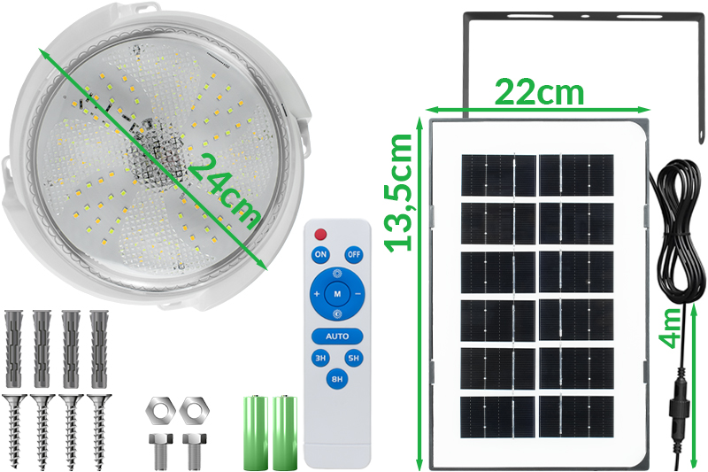 Lampa solarna plafon LED wodoodporna IP65 zewnętrzna Decorya DCS01 sufitowa naścienna