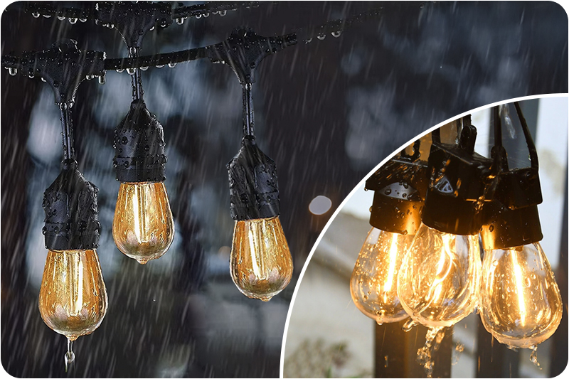 Girlanda solarna wodoodporna IP65 zewnętrzna z żarówkami E27 barwa ciepła