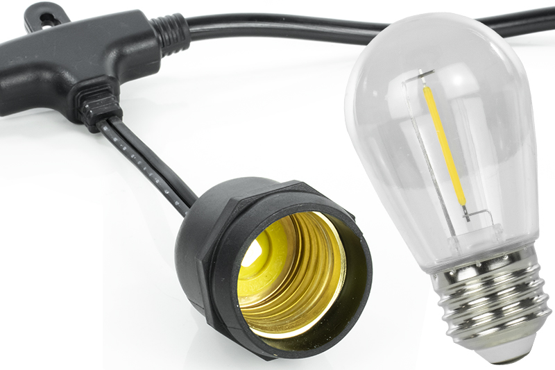 Girlanda solarna wodoodporna IP65 zewnętrzna z żarówkami E27 barwa ciepła