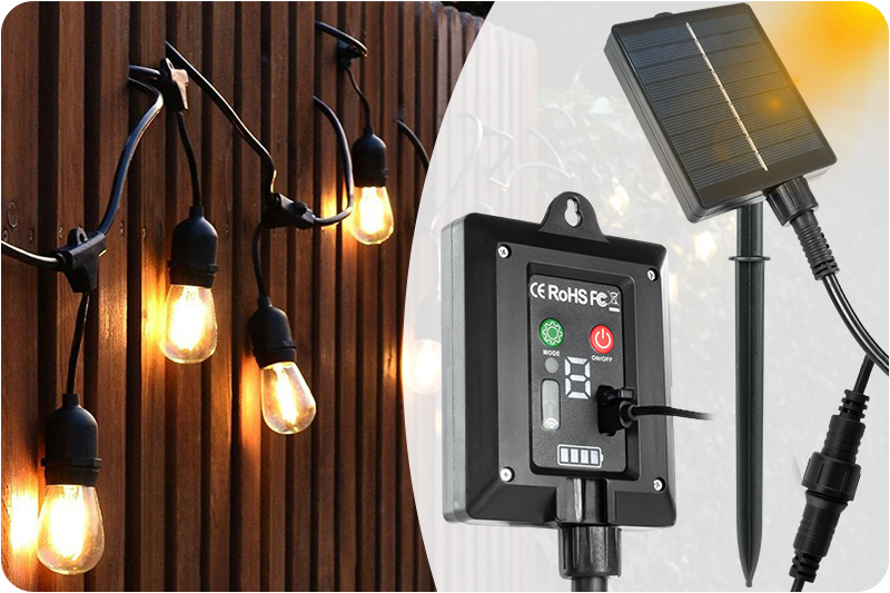 Girlanda solarna wodoodporna IP65 zewnętrzna z żarówkami E27 barwa ciepła