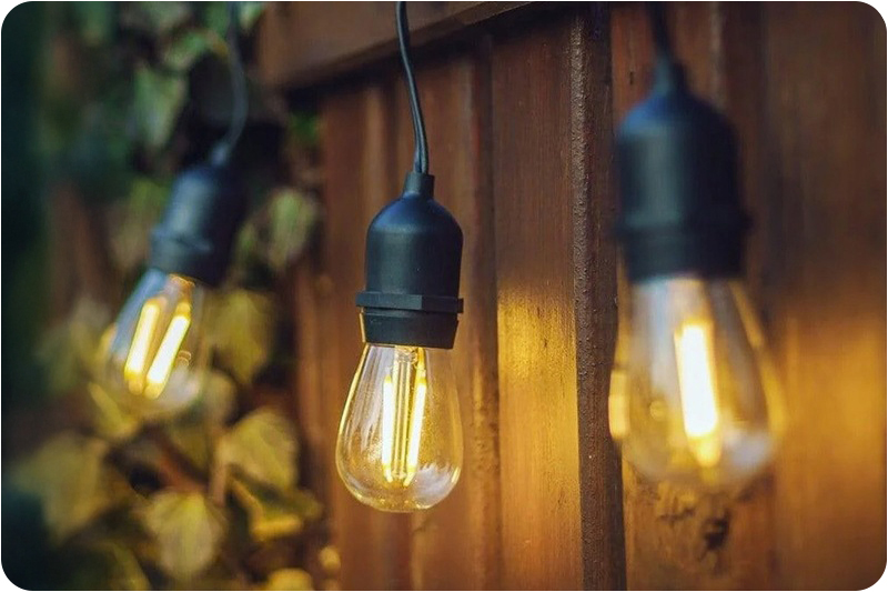 Girlanda solarna wodoodporna IP65 zewnętrzna z żarówkami E27 barwa ciepła