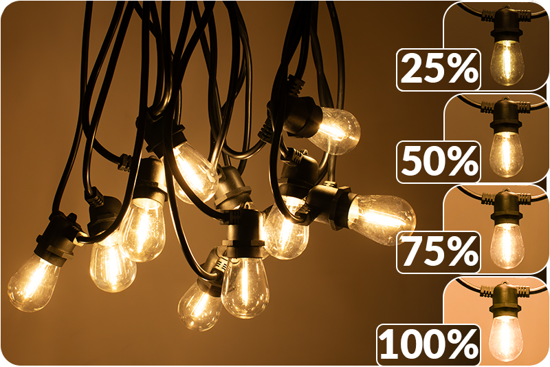 Girlanda solarna wodoodporna IP65 zewnętrzna z żarówkami E27 barwa ciepła