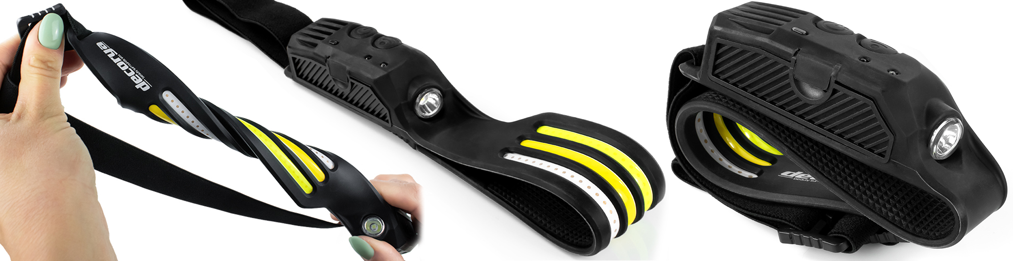 Latarka na głowę czołówka LED Decorya TripleFlex USBC wodoodporna z czujnikiem