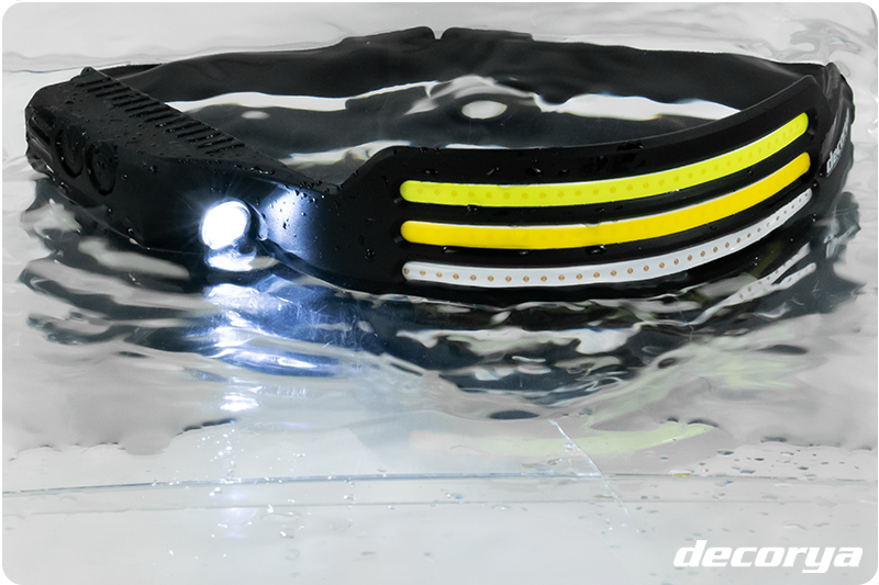 Latarka na głowę czołówka LED Decorya TripleFlex USBC wodoodporna z czujnikiem